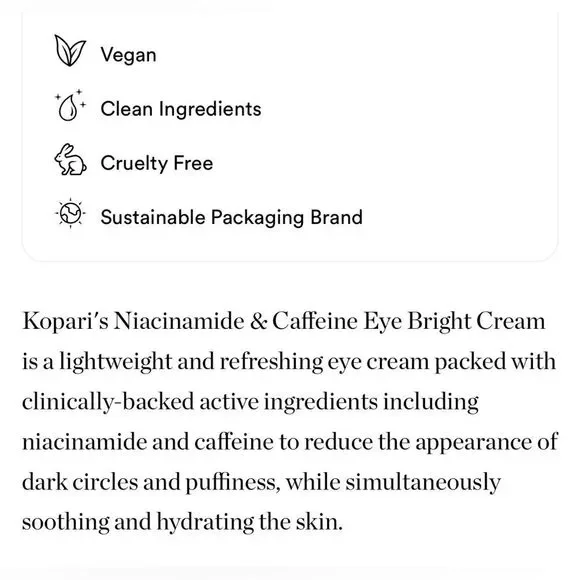 FREE💝 KOPARI Niacinamide & Caffeine Eye Bright Cream 👁️ NEW - Picture 6 of 6